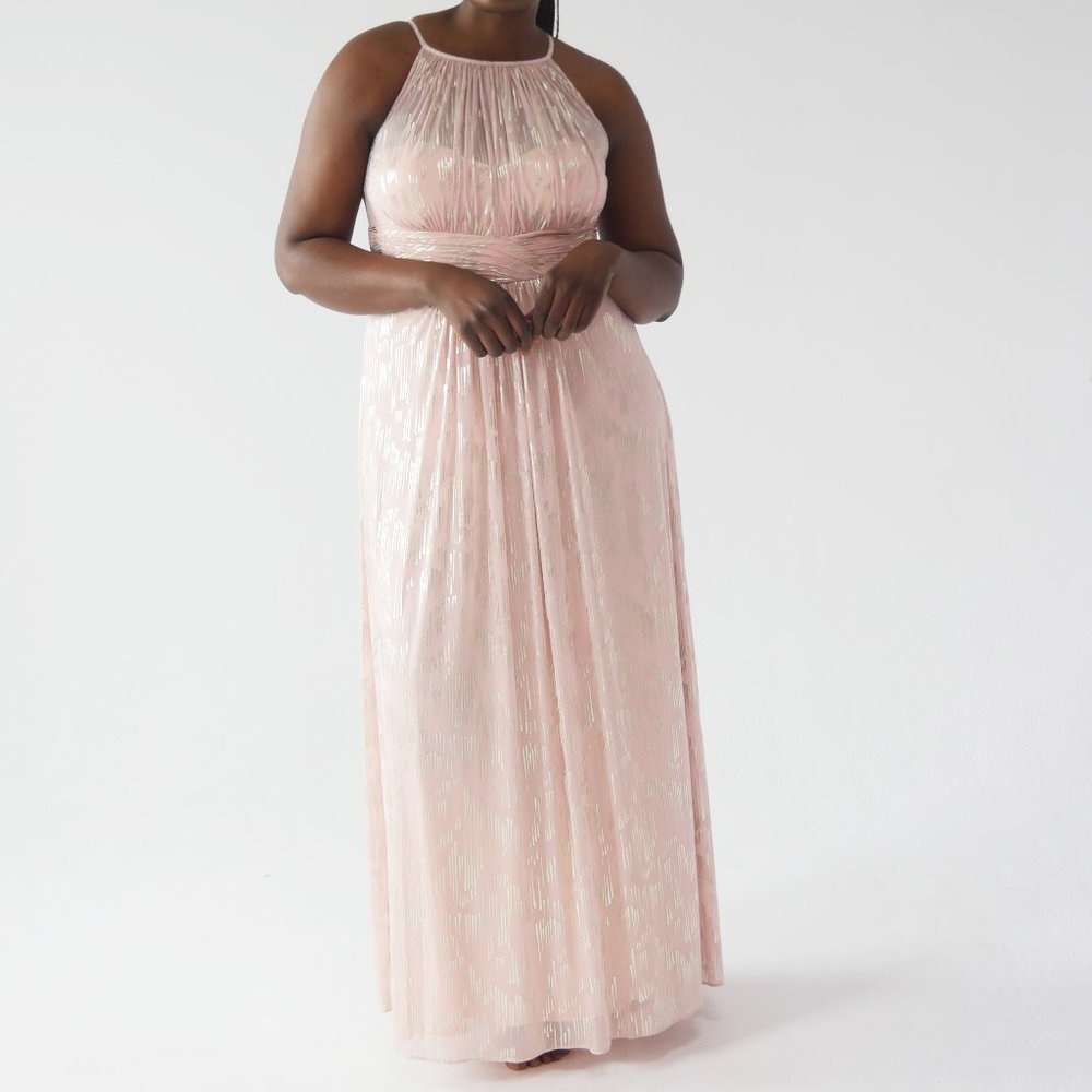 New! Eliza J – Shirred Illusion Gown